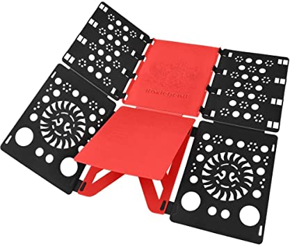 BoxLegend Shirt Folding Board Clothes Folder Shirt Folder Laundry Folder Easy and Fast to Fold Adults' Clothes Premium PP Plastics (Black-Red)