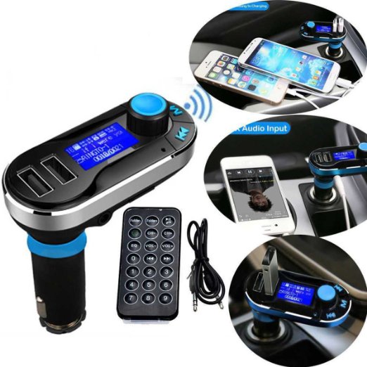5in1 Wireless Bluetooth Car Music Player FM Transmitter Dual USB Car Charger Support SD/TF Card Music Control Hands-Free Calling for iPhone Samsung Galaxy HTC, LG ,Sony Tablets Mp3 Mp4 Player (sliver)