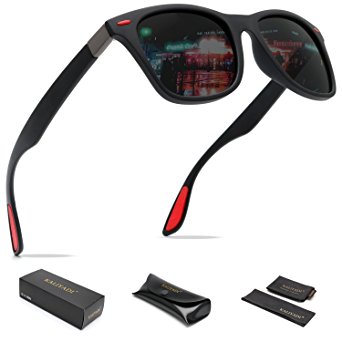 Mens Wayfarer Sunglasses Polarized Women - Memory Material Durable & Lightweight - UV 400 with case KAP21