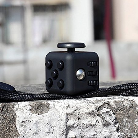 Balai Mini Fidget Cube Toy With Keychain Relieve Stress Anxiety And Boredom Black