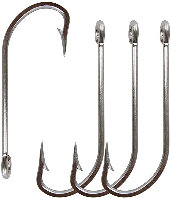 Stainless Steel Saltwater Fishing Hook, 2X Strong O'shaughnessy Forged Fishing Hook for Saltwater Freshwater Fishing 50pcs/lot
