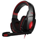 Sound Intone G4000 LED 35mm Stereo Gaming Headphone Stretching Adjustable Headset Headband with Microphone and Volume Control for PC Computer Game blackred
