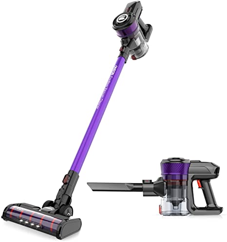 Cordless Vacuum, ONSON Vacuum Cleaner, 20kPa Strong Suction 2 in 1 Stick Vacuum for Hardwood Floor Carpet Pet Hair, Rechargeable Lithium Ion Battery, Purple