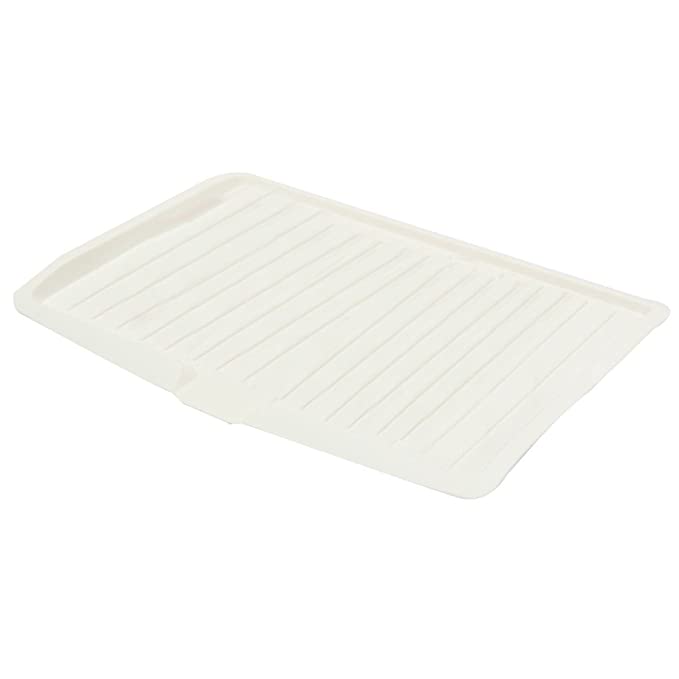 RKPM Plastic Dish Drainer Tray/Sink Drying Rack for Kitchen (White, Large)