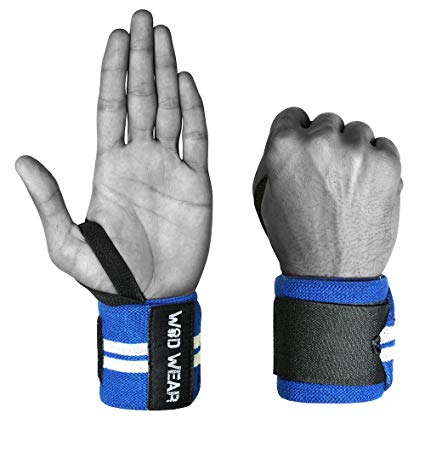 Elastic Wrist Wraps - 18 inch Pair Fitness, Powerlifting, Bodybuilding, Weight Lifting, Cross-Training Wrist Supports Weight Training Hook Loop Grip