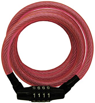 Master Lock 8143DPNK Breast Cancer Research Foundation Self Coiling Cable Lock, Pink, 4 Foot x 5/16-inch