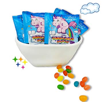 Unicorn Poop Candy (Jelly Beans) - 24 Party Favor Bags for Kids Birthday - Candy Fun Packs