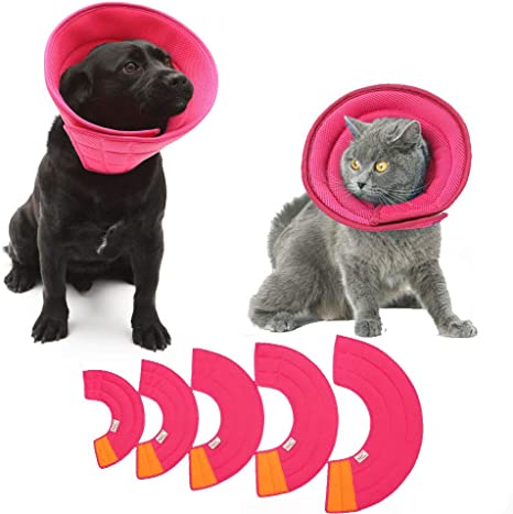 KnocKconK Pink Breathable Small Medium Dog Cone, Cat Soft Comfortable Adjustable Mesh E-Collar, Easy Drink Eat Sleep Pet Recovery Elizabethan Collar, Soft Edges ,Anti-Bite/Lick for Cat, Dog, Rabbit