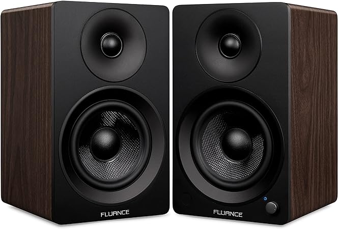 Fluance Ai61 Powered 2-Way 2.0 Stereo Bookshelf Speakers with 6.5" Drivers, 120W Amplifier for Turntable, TV, PC and Bluetooth 5 Wireless Music Streaming - RCA, Optical, USB & Sub Out (Natural Walnut)