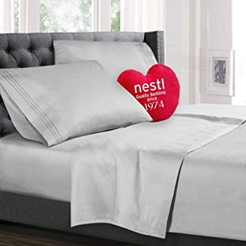 King Size Bed Sheets Set, Silver Grey (Light Gray), Best Quality Bedding Sheet Set, 4-Piece Bed Set, Extra Deep Pockets Fitted Sheet, 100% Luxury Soft Microfiber - Hypoallergenic, Cool & Breathable