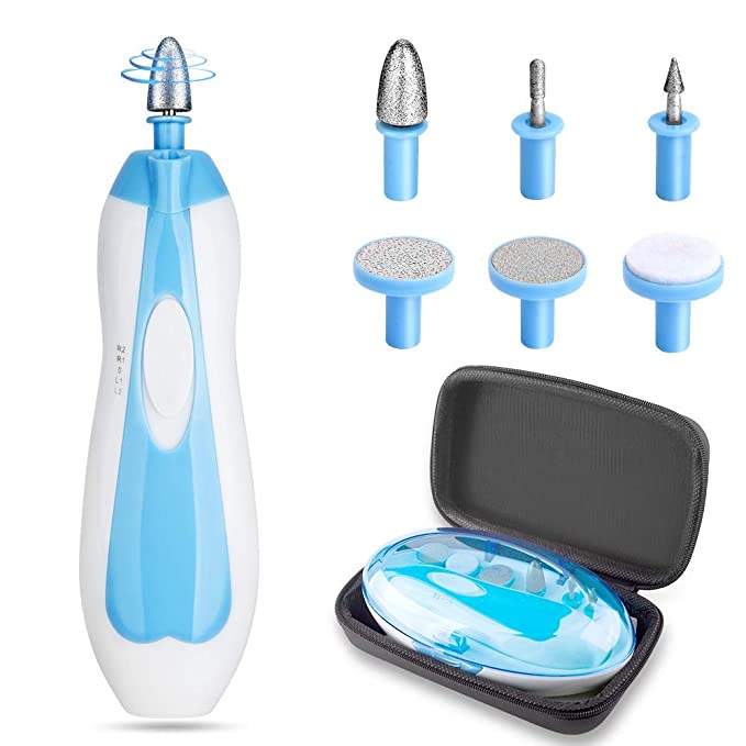 Electric Nail File Drill, 8000 RPM Portable Professional Nail Drill Machine Compact 6 in 1 Manicure Pedicure Set with Adjustable Speed & Smart LED Light for Acrylic Gels and Natural Nails