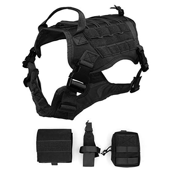 Ultrafun Tactical Dog Harness with Patches Pouches Handle, Molle Vest for Dogs