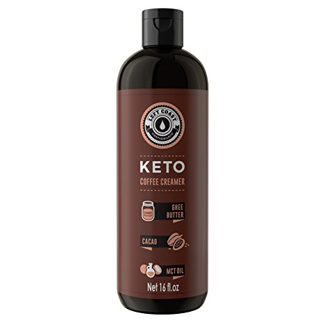 Keto Coffee Creamer HUGE 16oz bottle 32 Servings - Zero Carb Butter Coffee Booster | Ghee Butter, Organic Coconut Oil, MCT Oil, Cacao Butter, | Keto, Paleo Friendly Butter Coffee - Left Coast
