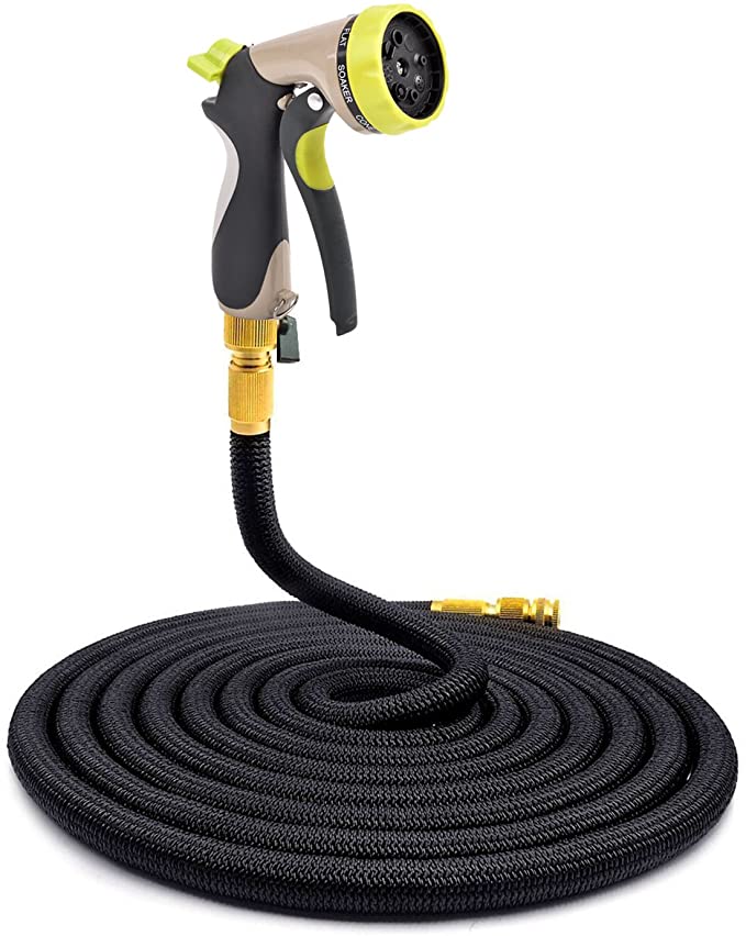 Crusar Extendable Garden Hose 50ft Lightweight with 8 Spray Pattern Nozzle for Plants Watering
