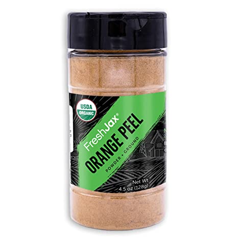 FreshJax Orange Peel Powder, Certified Organic and Kosher Premium Organic Spices, Herbs, Seasonings, and Salts (4.5 oz)