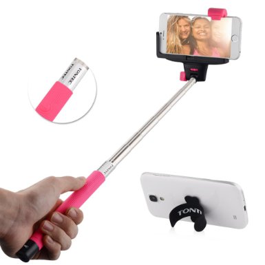 Tontec Bluetooth Monopod for iPhone with Remote Shutter Button Extendable Self Portraits Selfie Stick Pole for iPhone 6 6 Plus 5 5S 5C 4S 4 Samsung Galaxy S5 S4 S3 Pink