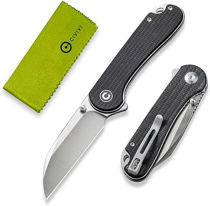 CIVIVI Pocket Knife - Elementum Folding Knife with 2.97'' Nitro-V Wharncliffe Blade Micarta Handle, Ideal for Outdoor EDC Gift C18062AF-3