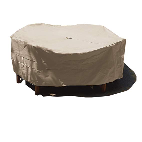 Patio Set Cover 104"Dia. Fits square, Oval or Round table set, Center hole for Umbrella.