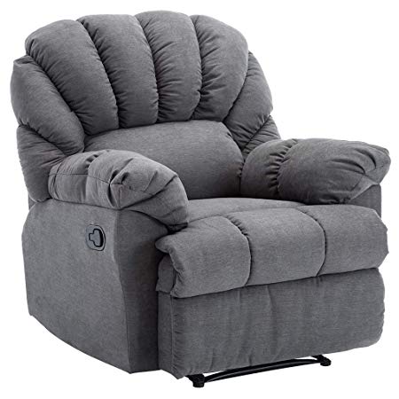 Bonzy Home Microfiber Recliner Chair, Reclining Sofa Couch, Home Theater Seating with Thicken Widen Back, Heavy-Duty Overstuffed Manual Recliner Ergonomic Sofa for Bedroom Living Room