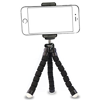 iPhone Tripod,by Ailun,Tripod Mount/Stand,Phone Holder,Compact for iPhone 7/7 Plus,6/6s,6/6s Plus,SE/5s/5/5c,Samsung Galaxy S8/S7/S7 Edge,S6/S6Edge,Note 5/4/3,Camera&Smartphone[Black]