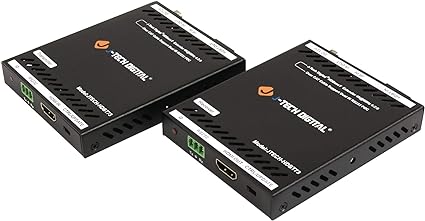 J-Tech Digital HDBaseT HDMI Extender 4K@60 420 Ultra HD Extender Over Single Cable CAT5e/6A up to 230ft (1080P) 130ft(4K) Supports HDCP 2.2/1.4, RS232, Bi-Directional IR and PoE