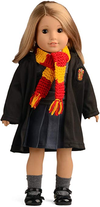 sweet dolly Hermione Clothes Shoes Magic Outfits Witchcraft School Uniform Doll Clothes for 18 inch American Girl Doll (Clothes and Shoes) (Clothes, Shoes, Scarf)