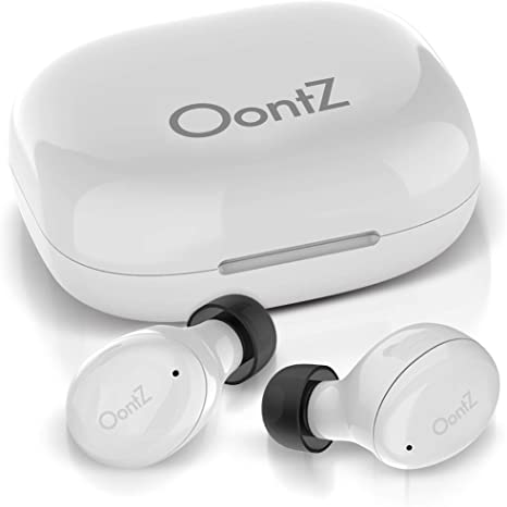 OontZ True Wireless BudZ – Bluetooth 5.0 Wireless Earbuds with Amazing Sound and Rich Bass, 3 Hours Playtime with 9 Additional from Compact Charging Case, Sweatproof Sports Earbuds (White)
