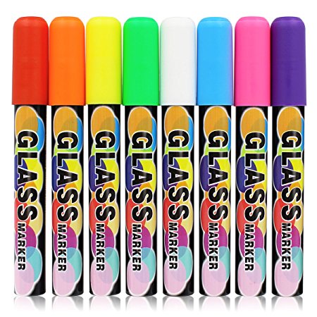 Non-Toxic Liquid Chalk Markers for Chalkboards Hippih 8 Pack Wet Erase Glass Window Markers,Kid’s Drawing Chalks