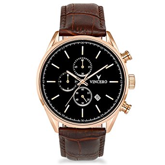 Vincero Luxury Men's Chrono S Wrist Watch - 43mm Chronograph Watch - Japanese Quartz Movement