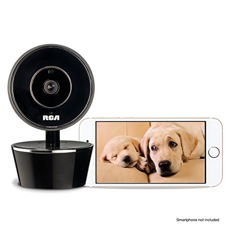 Pet Camera for Dog and Cat Parents from RCA - Wifi Pet Security Camera with HD Video, 2 Way Audio, Night Vision, Motion and Sound Alerts and Phone App to Monitor and Talk to Your Pets