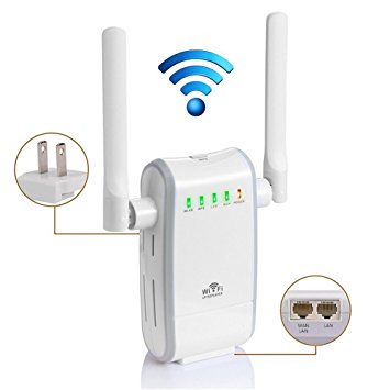 300 Mbps Wi-Fi Range Extender, Topoint Universal Plug-in Mini Wi-Fi Repeater/Router with External Antennas