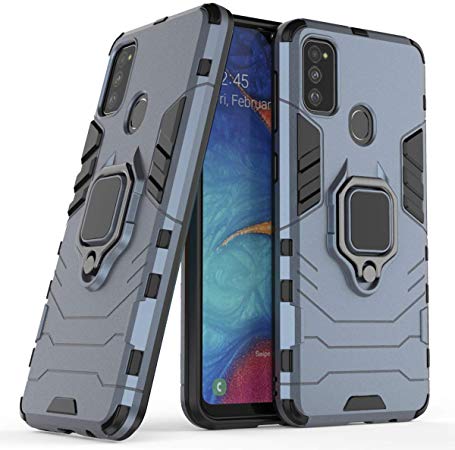 GoldKart® Dual Layer Protection Hybrid Rugged Case Hard Shell Cover with Kickstand for Samsung Galaxy M30s - Blue