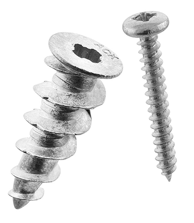120 Pieces - 60 Screws, 60 Self Drilling Zinc Drywall Anchors - 50 Pound Capacity