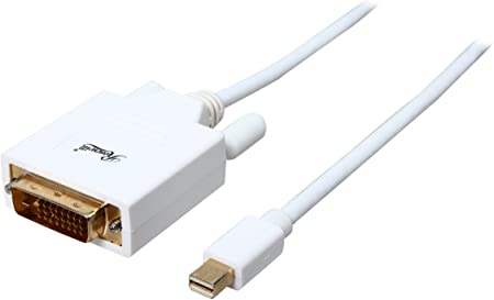 Mini DisplayPort to DVI Cable, White, 3 Feet Mini DP to DVI Cable with Gold Plated Connector, Mini DisplayPort Male (Thunderbolt Supported), DVI Male