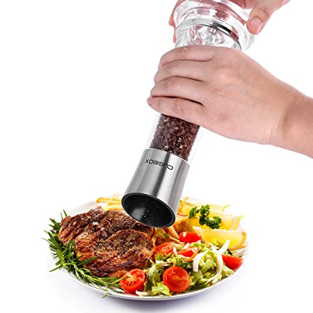 Manual Salt or Pepper Grinder, CUSIBOX Stainless Steel Salt and Pepper Mill Grinder Shaker with Adjustable Coarseness