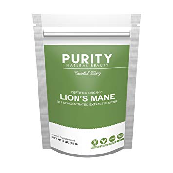 Certified Organic Lions Mane Mushroom - Large 3OZ Bag - 30% Polysaccharides Mushroom Powder for Maximum Effectiveness - Nootropics Brain Supplement, Pleasantly Mild Taste, Mixes Easily in Coffee