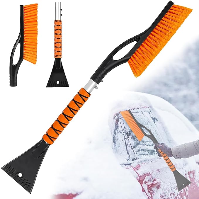 Snow Brush, 27 Inch 2-in-1 Detachable Car Snow Brush and Ice Scraper with Ergonomic Foam Handle, Suitable for Cars, Trucks, SUVs
