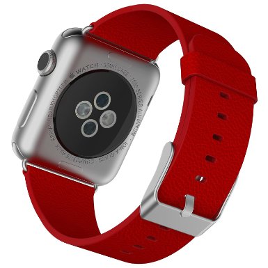 Apple Watch Band JETechreg 38mm Buffalo Leather Strap Wrist Band Replacement w Metal Clasp for Apple Watch All Models 38mm - Red