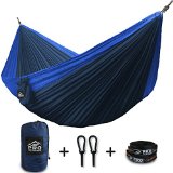 Proventure Double Camping Hammock - Lightweight and Compact - For Backpacking the Beach Back Yard Travel or Any Adventure - FREE 9ft Tree Straps