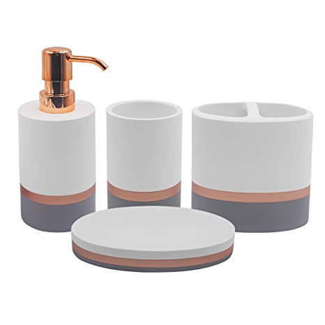 TOPSKY 4 Pieces Bathroom Accessories Set Soap Dispenser/Toothbrush Holder/Tumbler/Soap dish