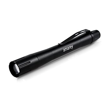 Tactical Pen Light LED Flashlight - Mini Size for a Variety of Applications - 2xAAA Light with One Mode (Black)