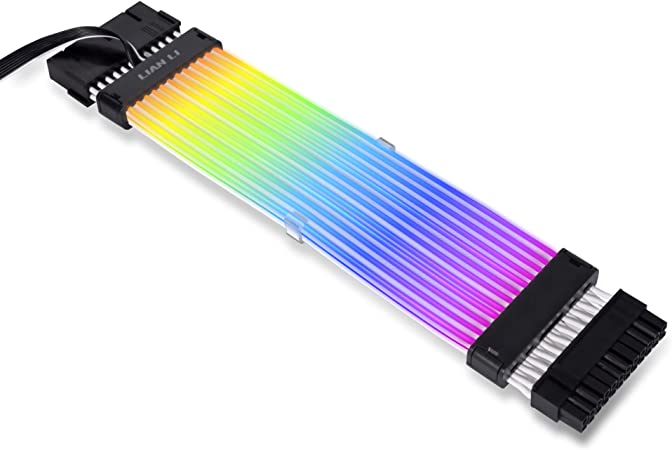 Lian Li Strimer Plus V2 24 Pin (PW24-PV2) -Addressable RGB Power Extension Cable (Strimer L-Connect 3.0 Controller Included) - for Motherboard Connector, PW24-PV2 Black