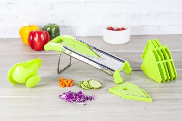 Mandoline Slicer - Vegetable Slicer - Food Slicer - Vegetable Cutter - Cheese Slicer - Vegetable Julienne Slicer with Surgical Grade Stainless Steel Blades By Wasserstein