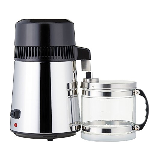 CO-Z ALL Stainless Steel 4L Pure Water Distiller Set with Glass Connection Bottle & Stainless Steel Outlet