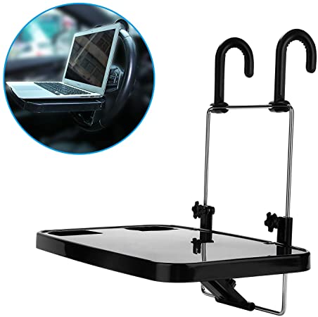 KONGDY Portable Hanging Car Laptop Trays Auto Lunch Desk Car Table Steering Wheel Mate Foldable Vehicle Back Seat Table for Food Drink Notebook Cup Holder