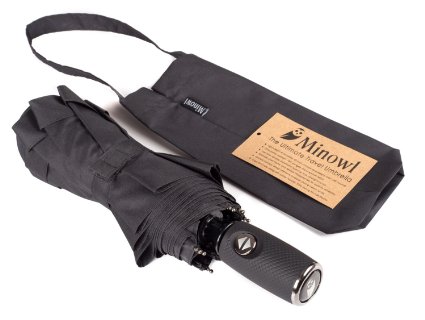 Minowl Compact Travel Umbrella. 42 Inch Windproof Waterproof Portable Auto Open Close