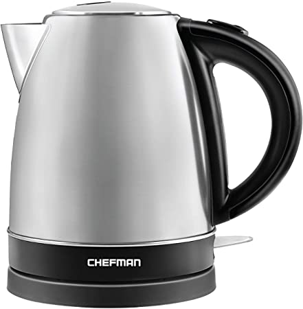 Chefman Electric Kettle w/ 360° Swivel Base, Auto Shut-Off & Boil-Dry Protection, BPA-Free Interior and Cool-Touch Handle, 7  Cup Capacity, 1.7 Litre, Stainless Steel-U.K. Version