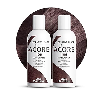 Adore Semi Permanent Hair Color - Vegan and Cruelty-Free Hair Dye - 4 Fl Oz - 106 Mahogany (Pack of 2)