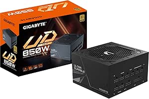 GIGABYTE Unité d'alimentation UD850GM – 850 W, certifié 80 PLUS Gold, entièrement modulaire, condensateurs japonais, prise britannique