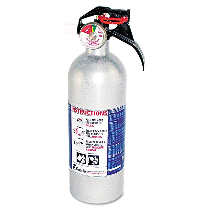 Kidde 21006287MTL 2 lb BC Automotive FX II Extinguisher w/METAL VALVE & Plastic Strap Bracket (Disposable)